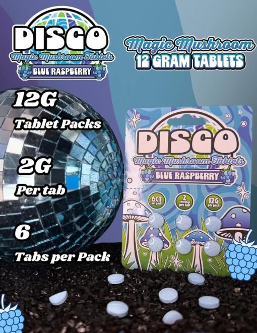 Disco Blue Raspberry Mushroom Tablets